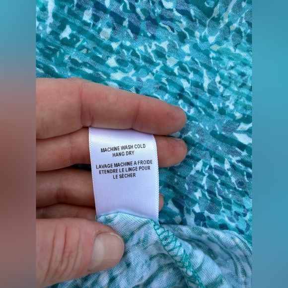 Kuhl Meridian Teal Floral Burst Front Notched Burnout Cotton Blend Top, Size S - Picture 5 of 7